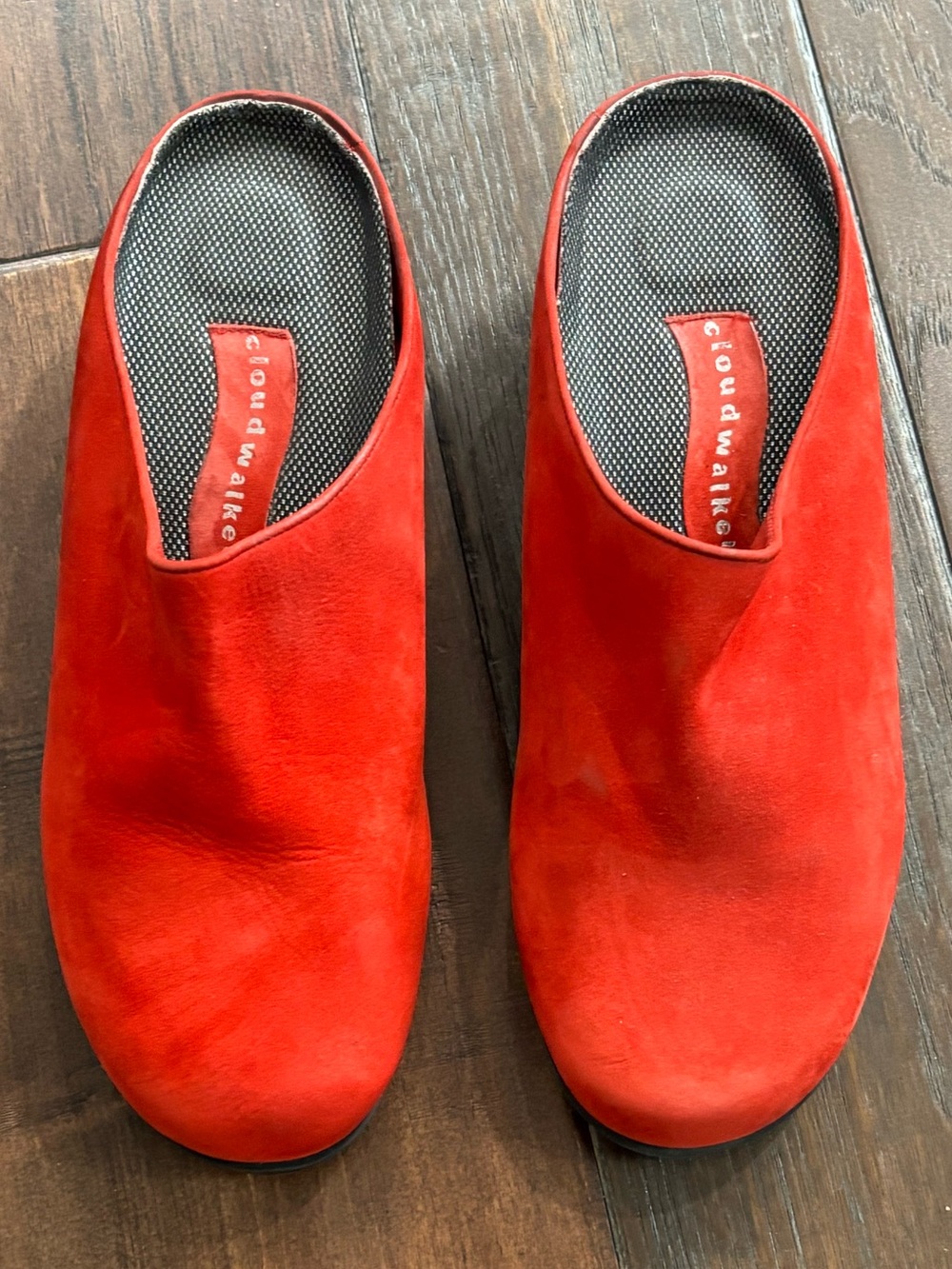 Cloudwalkers Red Suede Leather Pillow Slip On Mules Clogs Women's Size 10W